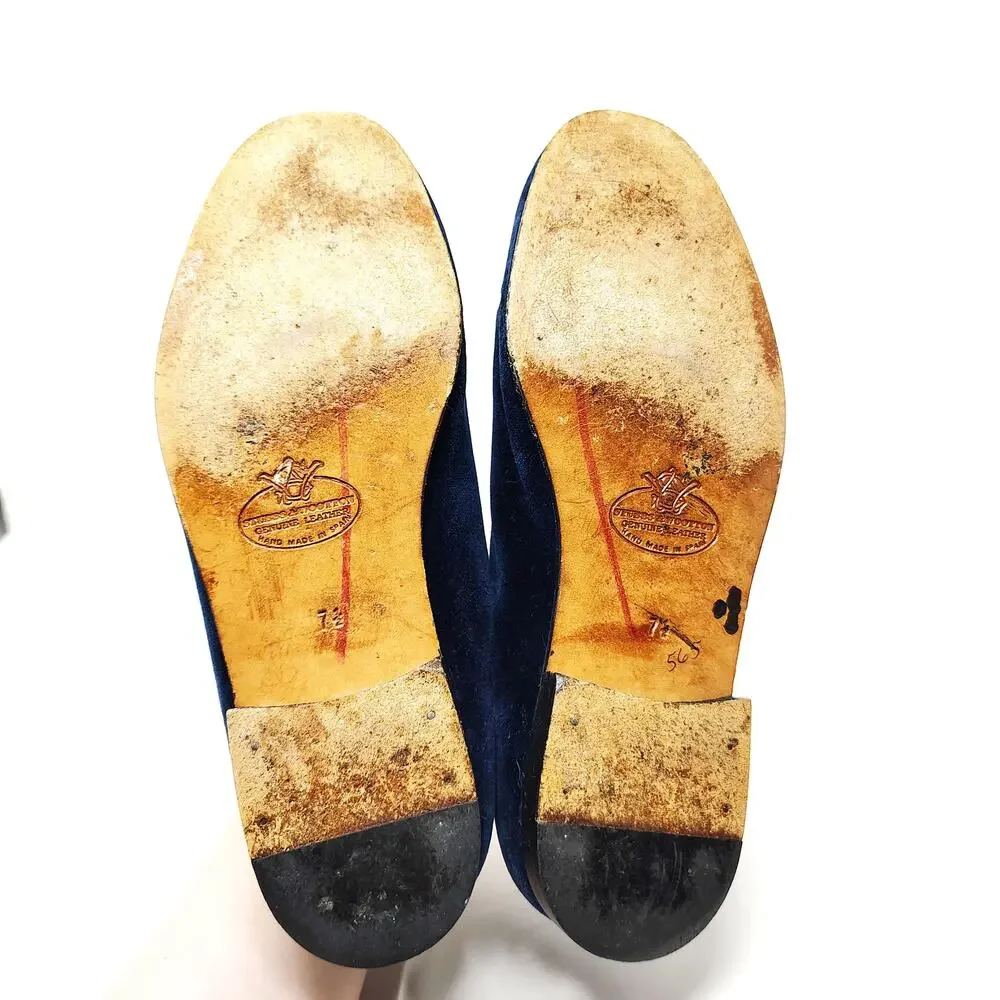 Stubbs & Wootton Womens 7.5 Loafers Slip On Tennis Pickleball Velvet Navy Blue